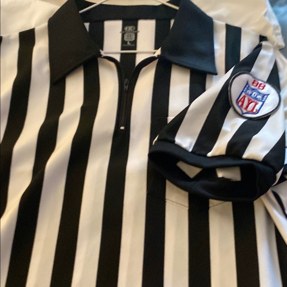 Black and White Striped Referee Shirt